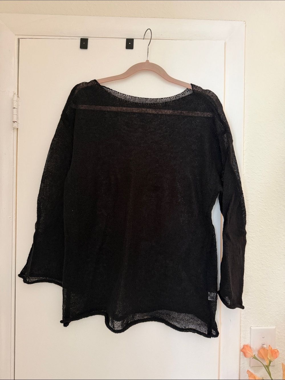 Sheer Black Lightweight Pullover Sweater